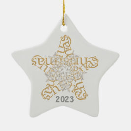 Ornamento De Cerâmica Estrela de Caligrafia de Natal Personalizada