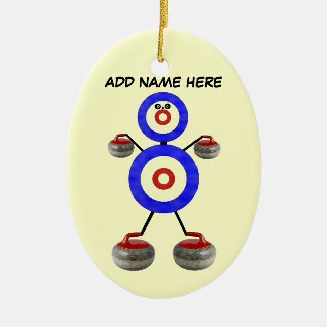 Ornamento De Cerâmica Estrela de Curling Personalizada (Frente)