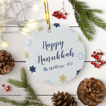 Ornamento De Cerâmica Estrela de Davi | Chanucá azul e Dourado<br><div class="desc">Uma bela estrela azul de Hanukkah do padrão David design.</div>
