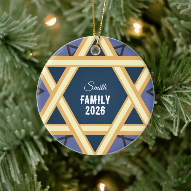Ornamento De Cerâmica Estrela de Davi personalizada (Árvore)