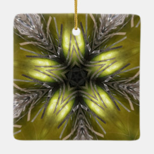 Ornamento De Cerâmica Estrela de Natal do Caleidoscópio Dourado Elegante