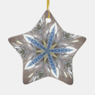 Ornamento De Cerâmica Estrela de Natal Festiva Brilhante Branco