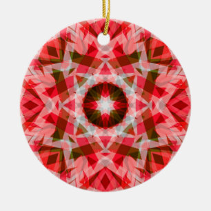 Ornamento De Cerâmica Estrela de Natal Geométrica Vermelha Esfestiva