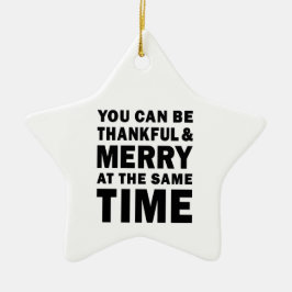 Ornamento De Cerâmica Estrela de Natal Moderna Agradecida e Alegre