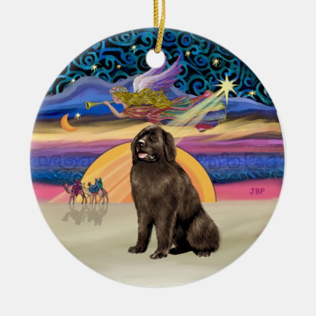 Ornamento De Cerâmica Estrela de Natal - Newfoundland Marrom (Frente)