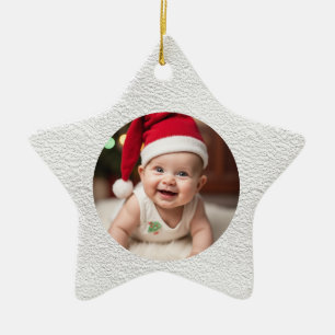 Ornamento De Cerâmica Estrela de Natal Personalizável do Primeiro Natal