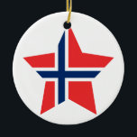 Ornamento De Cerâmica Estrela de Noruega<br><div class="desc">Estrela de Noruega
Design da bandeira de Noruega em um grande produto do presente de Noruega</div>