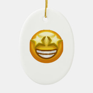 Ornamento De Cerâmica estrela de olhos emoji