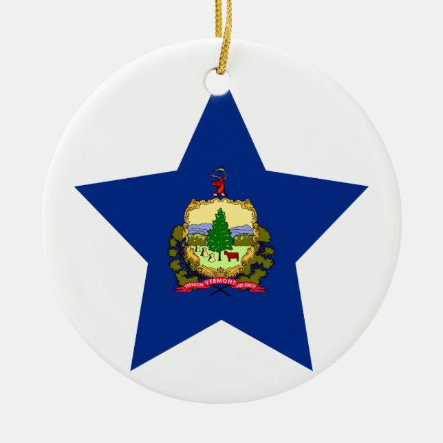 Ornamento De Cerâmica Estrela de Vermont (Frente)