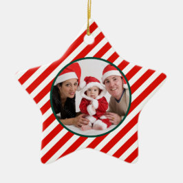 Ornamento De Cerâmica Estrela do bastão de doces da foto de família