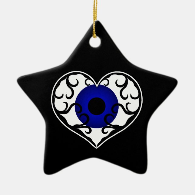 Ornamento De Cerâmica Estrela do coração ocular (Frente)