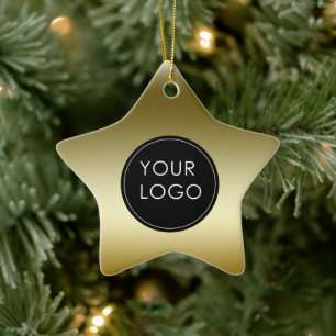 Ornamento De Cerâmica Estrela do logotipo da empresa Dourada Faux