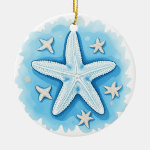 Ornamento De Cerâmica Estrela-do-mar em Azul