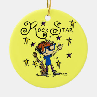 Ornamento De Cerâmica Estrela do rock do menino do Redhead