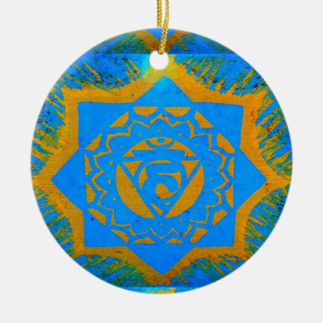 Ornamento De Cerâmica estrela e buddha tantric (Frente)