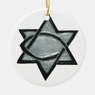 Ornamento De Cerâmica Estrela messiânica de prata