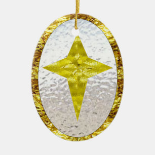 Ornamento De Cerâmica Estrela no vitral