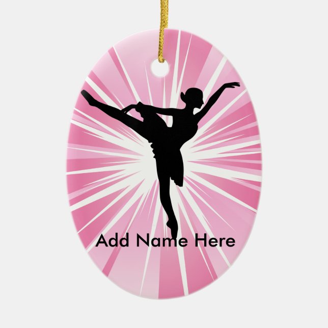 Ornamento De Cerâmica Estrela Rosa Ballerina B Nome Personalizável Ornam (Frente)
