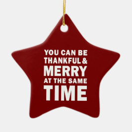 Ornamento De Cerâmica Estrela Vermelha de Natal Moderna Agradecida e Ale