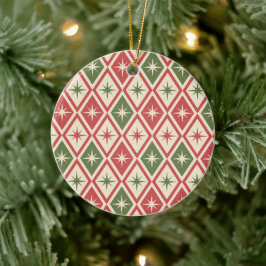 Ornamento De Cerâmica Estrelas Atômicas de Natal de Meados do Século em 