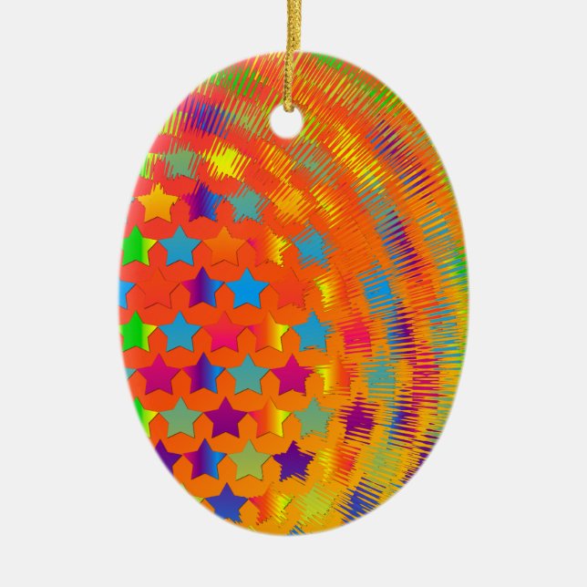 Ornamento De Cerâmica Estrelas com OVAL Explodido (Frente)