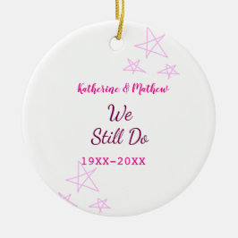 Ornamento De Cerâmica Estrelas cor-de-rosa Aniversário da renovação do V