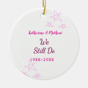 Ornamento De Cerâmica Estrelas cor-de-rosa Aniversário da renovação do V