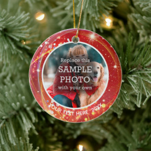 Ornamento De Cerâmica Estrelas Cósmicas, Duas Fotografias, Duas Frentes