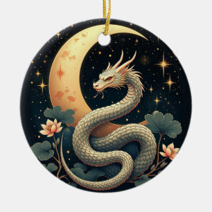 Ornamento De Cerâmica estrelas da cobra da lua