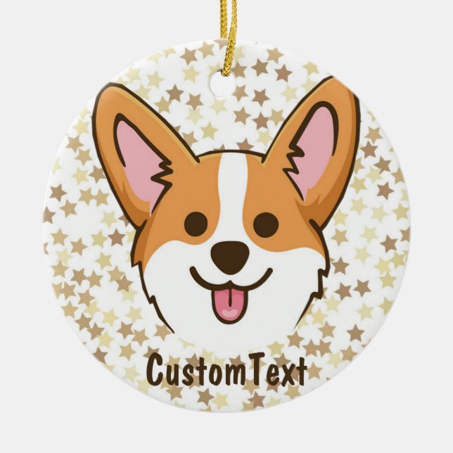 Ornamento De Cerâmica Estrelas de Cão-Papoeiro Personalizadas Pembroke W (Frente)