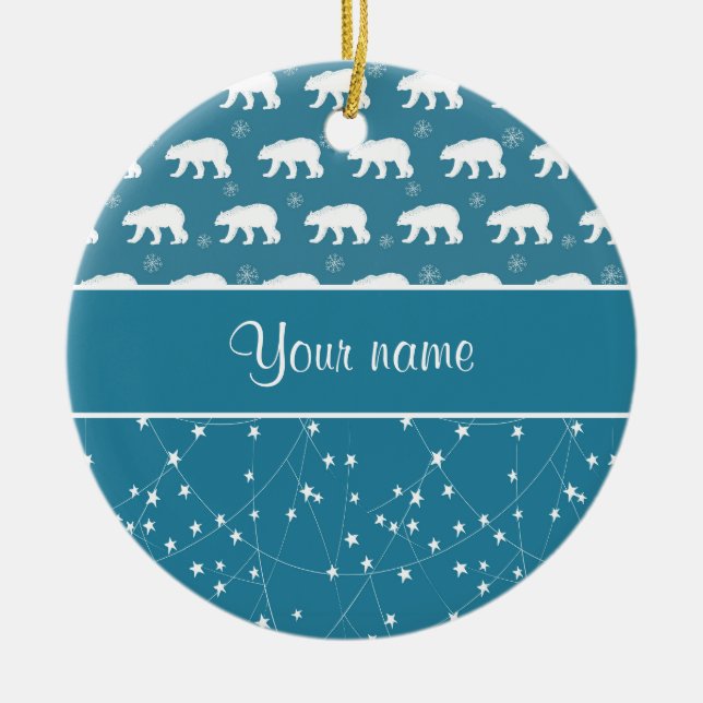 Ornamento De Cerâmica Estrelas de cintilação dos ursos polares (Frente)