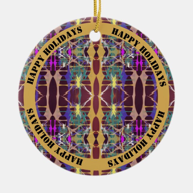 Ornamento De Cerâmica Estrelas de Espionagem - Texto Personalizável (Frente)