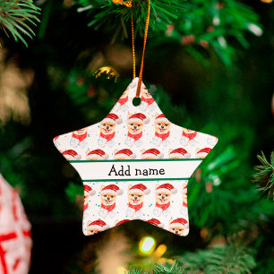 Ornamento De Cerâmica Estrelas de Natal de Cachorro da Pomerânia
