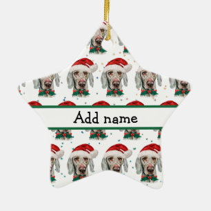 Ornamento De Cerâmica Estrelas de Natal de Cachorro-Weimaraner