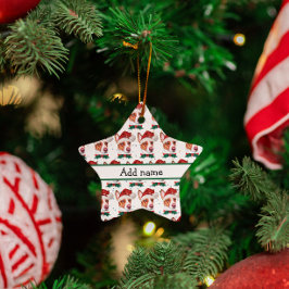Ornamento De Cerâmica Estrelas de Natal do Cachorro Podengo Português