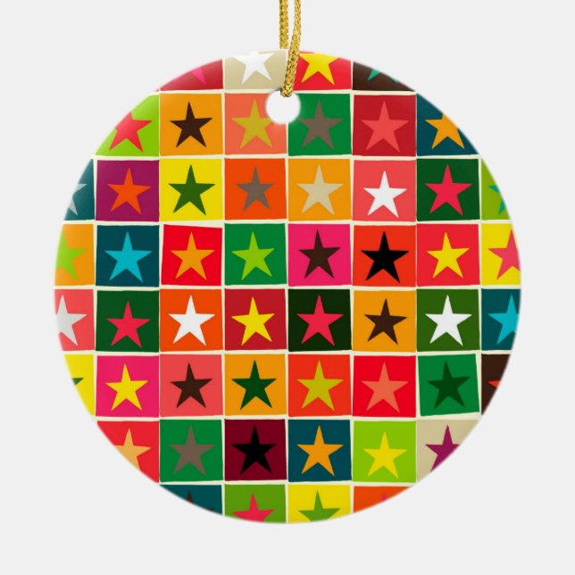 Ornamento De Cerâmica estrelas de Natal in a box (Frente)