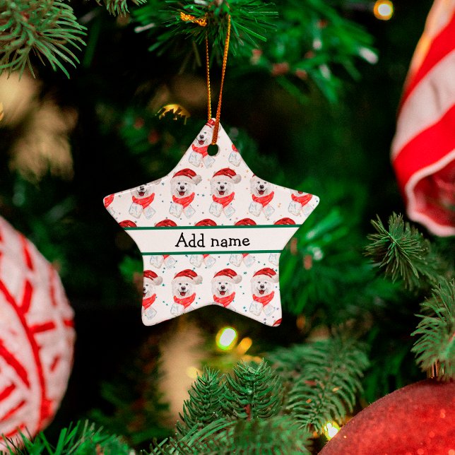 Ornamento De Cerâmica Estrelas de Natal Samoyed Dog Breed (Criador carregado)
