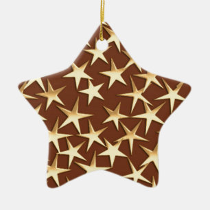 Ornamento De Cerâmica Estrelas Douradas de chocolate marrom