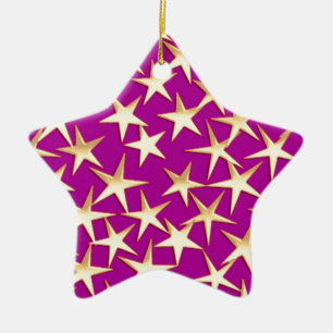 Ornamento De Cerâmica estrelas Douradas em ametista roxo