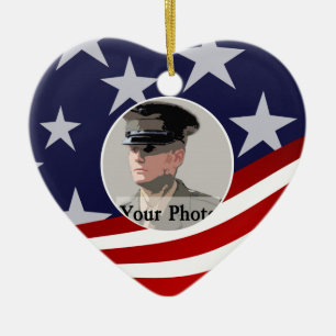 Ornamento De Cerâmica Estrelas e Stripes EUA/Oração Militar