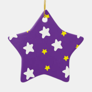 Ornamento De Cerâmica Estrelas felizes roxas