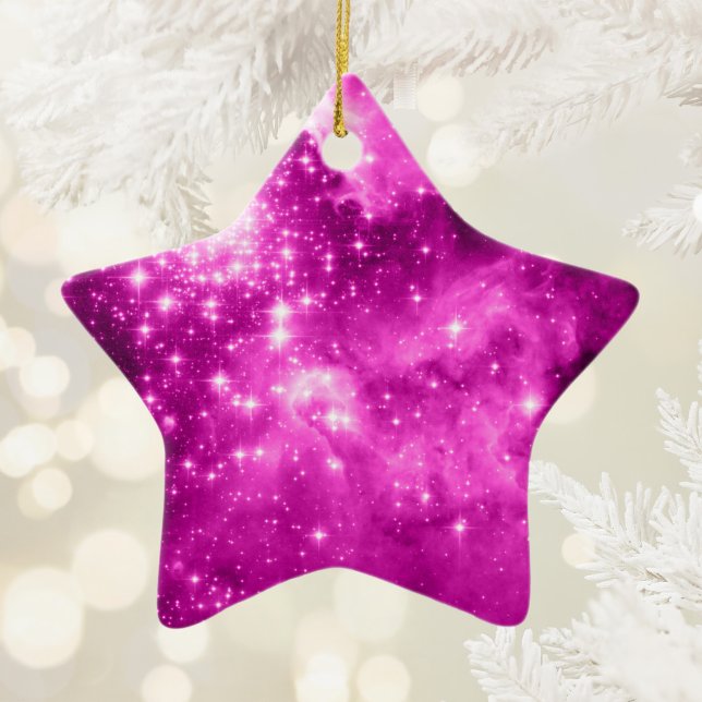 Ornamento De Cerâmica Estrelas Rosa (Pink Stars Ceramic Ornament)
