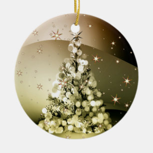 Ornamento De Cerâmica Estrelas Shinle Sparkle da Árvore do Ouro de Natal