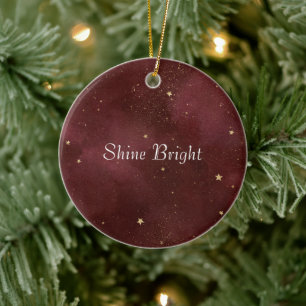 Ornamento De Cerâmica Estrelas Vermelhas de Ouro Natal