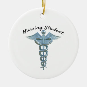Ornamento De Cerâmica Estudante de Enfermagem de Caduceus
