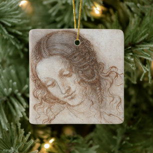 Ornamento De Cerâmica Estudo de Leonardo da Vinci sobre o Chefe de Leda