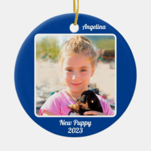 Ornamento De Cerâmica Etapas de eventos azuis lado 2-Photo 2 personaliza
