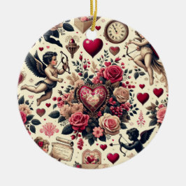 Ornamento De Cerâmica Eterno Romance: Um Padrão Clássico De Dia de os na