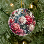 Ornamento De Cerâmica Eterno Rosa Floral Charme<br><div class="desc">Adorado com um padrão rosa lindamente intrincado, este design generativo adiciona um toque de elegância e charme de eterno a qualquer item que ele aprecia. Os detalhes suaves e fluentes das pétalas rosa fazem dele um design perfeito para melhorar seu estilo pessoal ou decoração doméstica. Você pode adicionar facilmente o...</div>