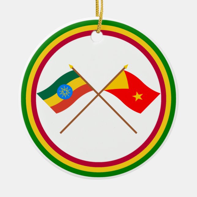 Ornamento De Cerâmica Etiópia e bandeiras cruzadas Tigray (Frente)